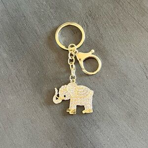 Gold Allover Clear Rhinestone Elephant 2" Keychain Key Ring Bag Charm Alabama